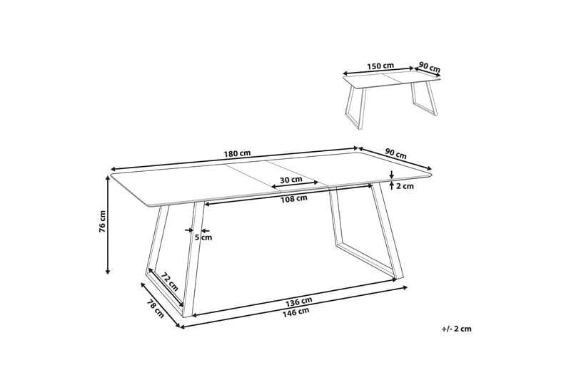 Stephenville Spisebord Udvidelsesbart 150-180x90 cm - Sort - Møbler - Borde - Spisebord og køkkenbord