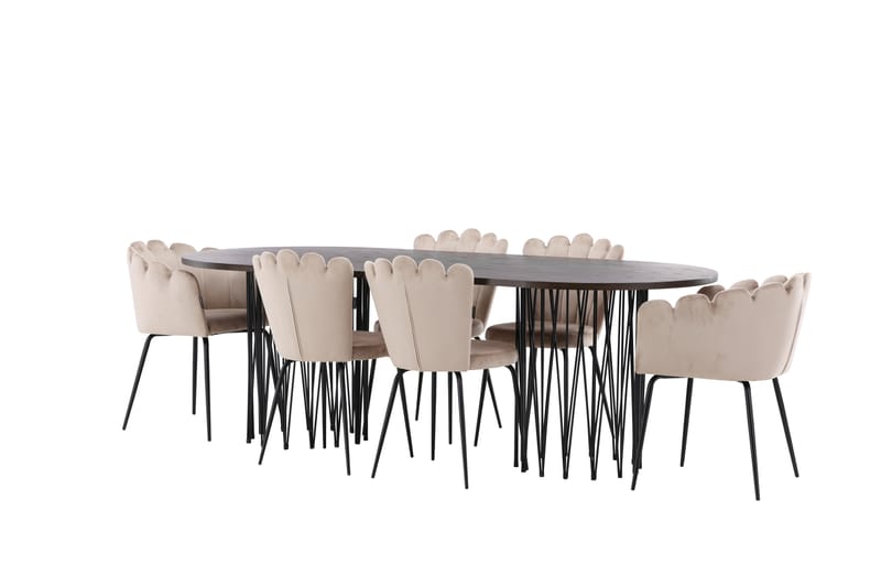 Stonaro Spisebordssæt 220 cm Oval med 2 Limhamn Stole - Beige - Spisebordssæt