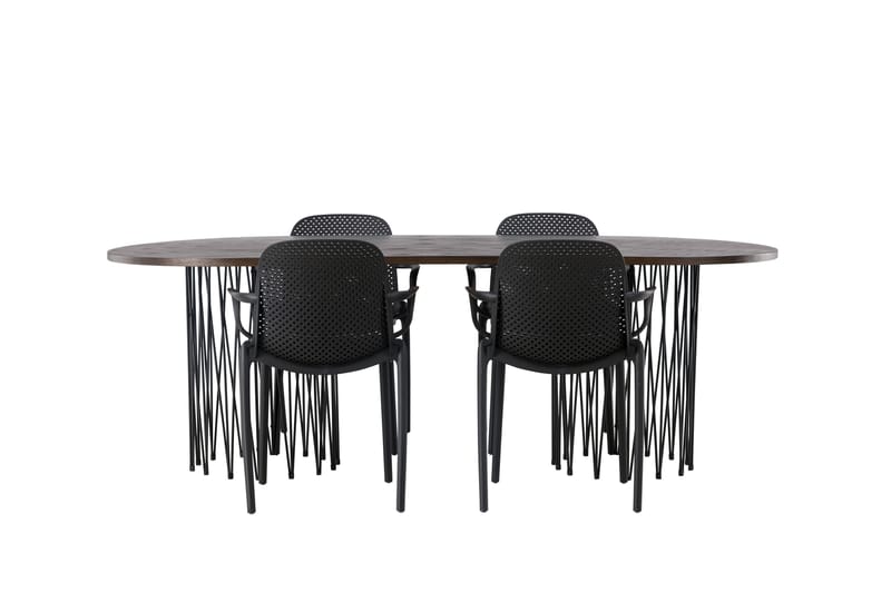 Stonaro Spisebordssæt 220 cm Oval med 4 Baltio Stole - Sort - Spisebordssæt