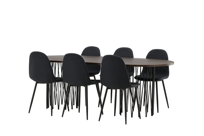 Stonaro Spisebordssæt 220 cm Oval med 6 Bennie Stole - Sort - Spisebordssæt