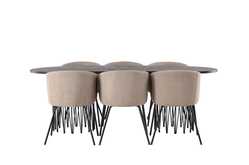 Stonaro Spisebordssæt 220 cm Rektangulær med 6 Berita Stole - Beige - Spisebordssæt