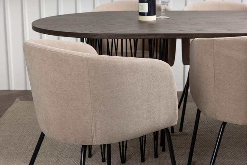 Stone Spisegruppe 220 cm Rektangulær med 6 Berit stole - Beige - Møbler - Borde - Spisebordssæt