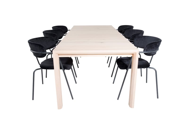 Torresolana Spisebordssæt Udvideligt 170 cm Rektangulær med 6 Arcarazo Stole - Sort - Spisebordssæt