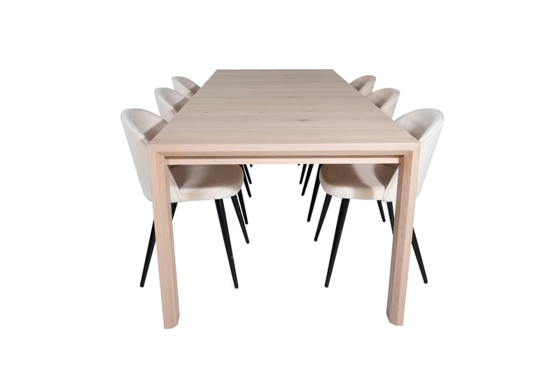 Torresolana Spisebordssæt Udvideligt 170 cm Rektangulær med 6 Sedavi Stole - Beige - Spisebordssæt