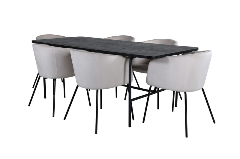 Unos Spisebordssæt 200 cm Rektangulær med 6 Berita Stole - Beige - Spisebordssæt