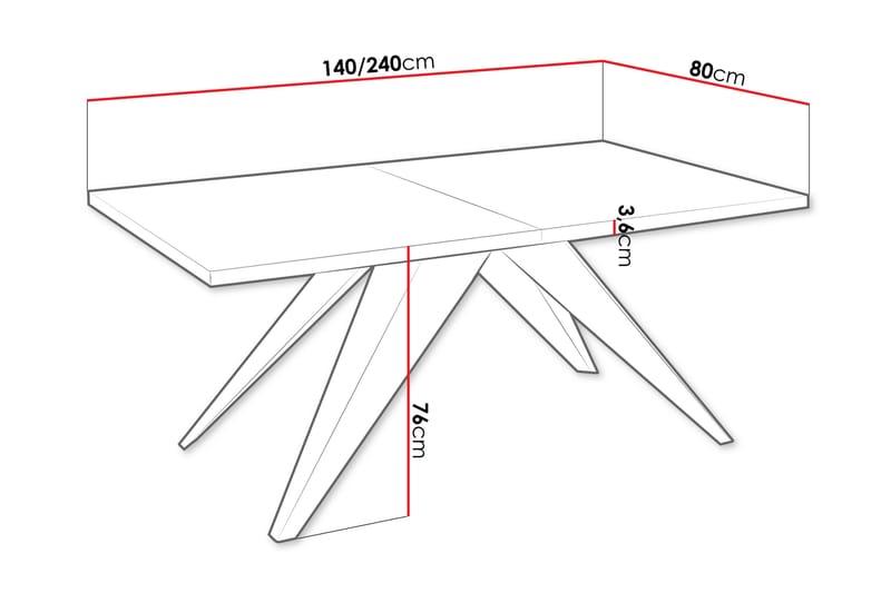 Vento Spisebord 240 cm - Sort - Møbler - Borde - Spisebord og køkkenbord