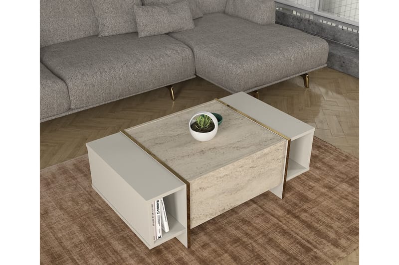 Veyron Sofabord 104 cm - Beige/Sandsten - Møbler - Borde - Sofabord