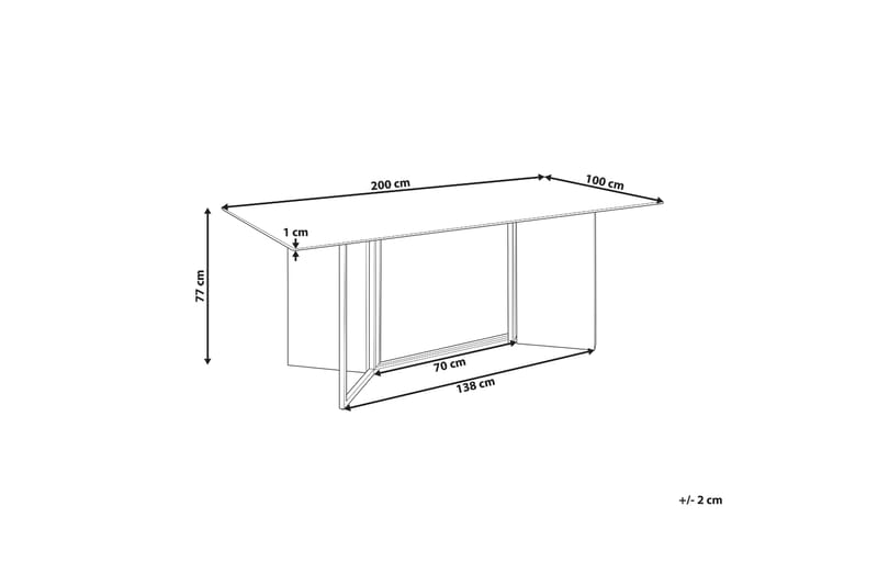 Wikwa Spisebord 100x200 cm - Hvid/Sort/Guld - Møbler - Borde - Spisebord og køkkenbord