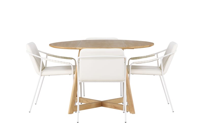 Yakidon Spisebordssæt 120 cm Rund med 4 Tvista Stole - Beige - Møbler - Borde - Spisebordssæt