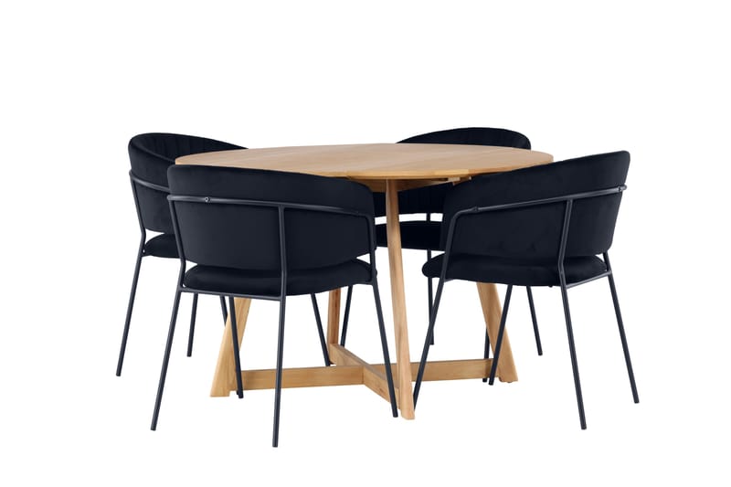 Yakidon Spisegruppe 120 cm Rund med 4 Selma stole - Svart - Møbler - Borde - Spisebordssæt