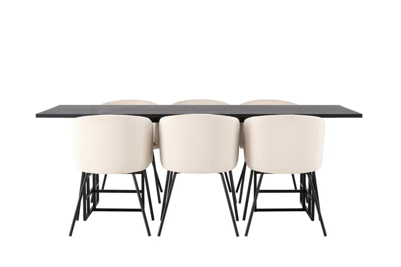 Ystad Spisebordssæt 220 cm Rektangulær med 6 Berita Stole - Beige - Spisebordssæt