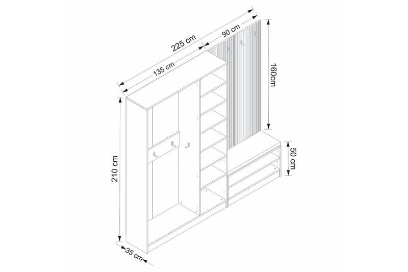 Fruitland Entrémøbelsæt - Hvid - Møbler - Entrémøbler - Møbelsæt til hall og entre