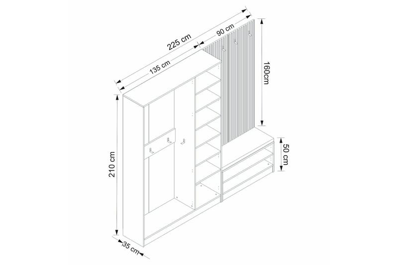 Hew Entrémøbelsæt - Antracit - Møbler - Entrémøbler - Møbelsæt til hall og entre