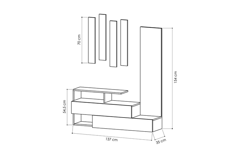 Decorta Entremøbel / Garderobe - Hvid / Eg - Møbler - Entrémøbler - Møbelsæt til hall og entre