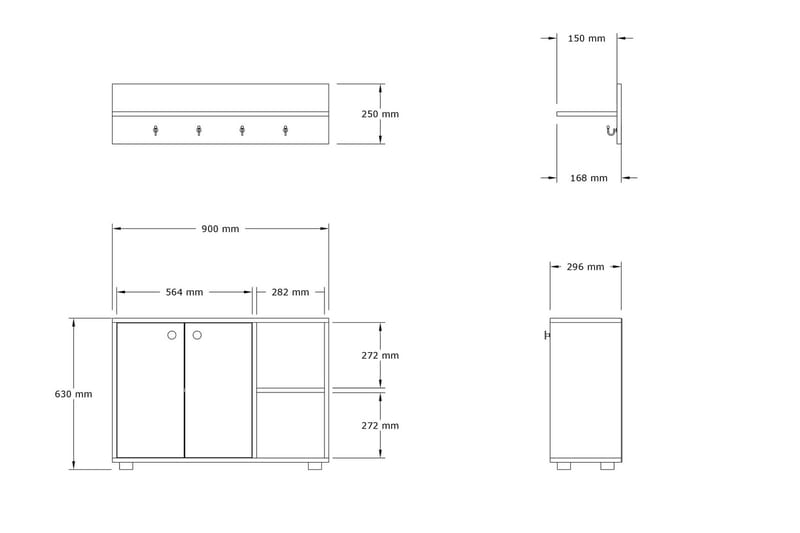 Koekhaven Entrémøbelsæt 30x90 cm - Antracit - Møbler - Entrémøbler - Møbelsæt til hall og entre