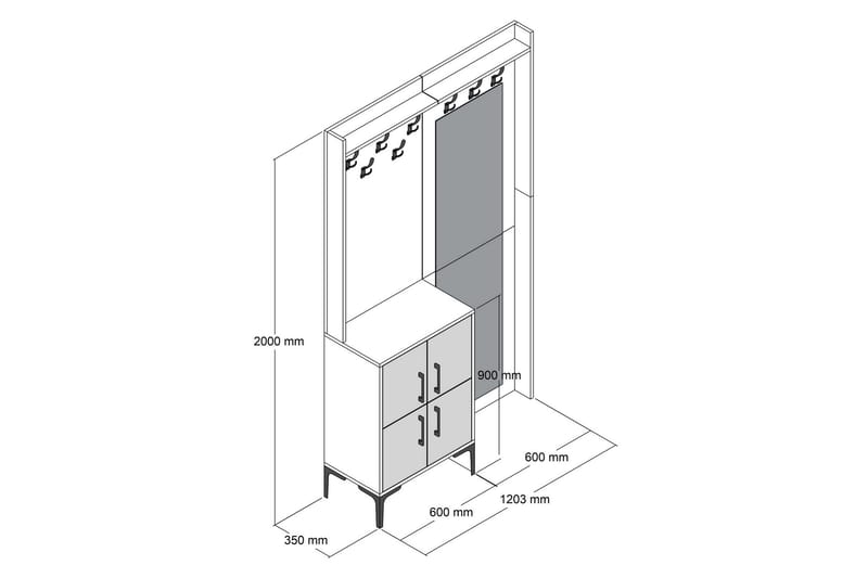 Retzow Entrémøbelsæt 120 cm - Mørkebrun/Antracit - Møbler - Entrémøbler - Møbelsæt til hall og entre