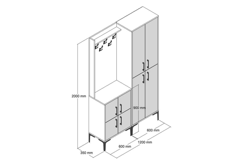 Retzow Entrémøbelsæt 120 cm - Mørkebrun/Beige - Møbler - Entrémøbler - Møbelsæt til hall og entre