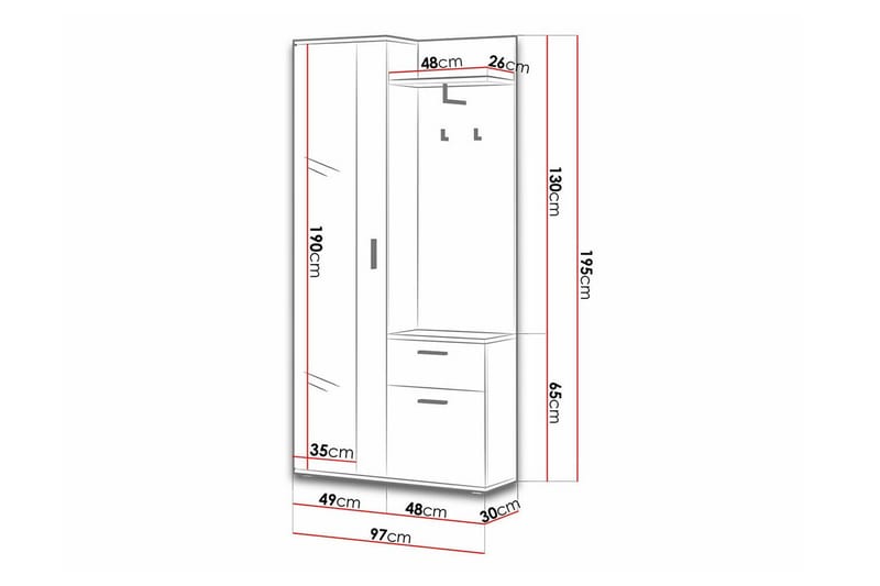 Rosehall Hallmøbelset 97x30 cm - Brun - Møbler - Entrémøbler - Møbelsæt til hall og entre