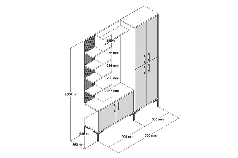 Schmida Entrémøbelsæt 150 cm - Mørkebrun - Møbler - Entrémøbler - Møbelsæt til hall og entre