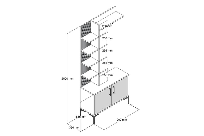 Schmida Entrémøbelsæt 90 cm - Mørkebrun/Antracit - Møbler - Entrémøbler - Møbelsæt til hall og entre