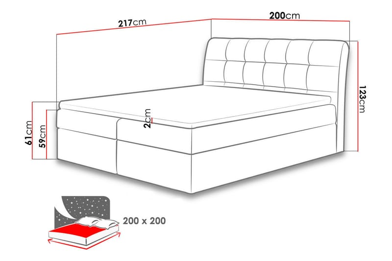 Alvik Sengepakke Kontinentalseng 200x200 cm - Hvid - Møbler - Senge - Komplet sengepakke