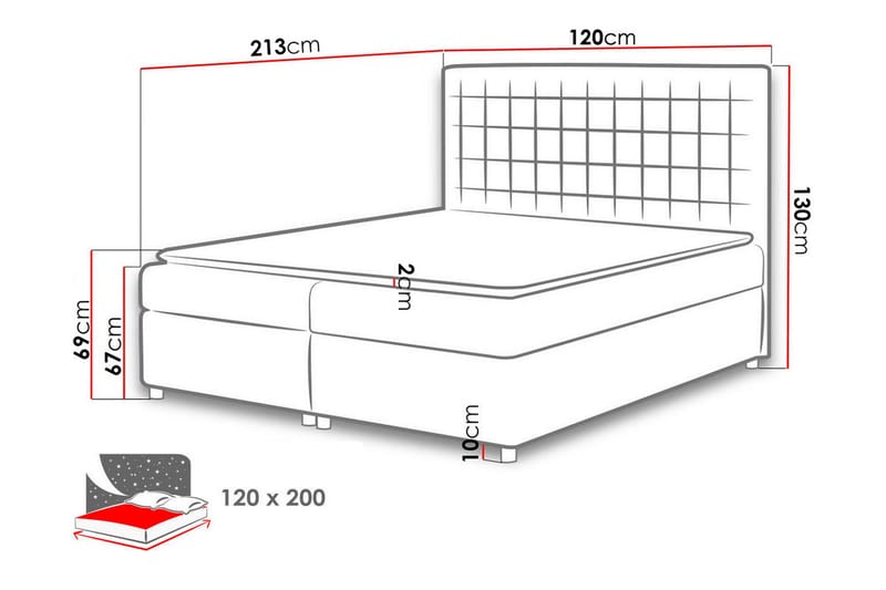 Asti Sengepakke Kontinentalseng 120x200 cm - Blå - Møbler - Senge - Komplet sengepakke