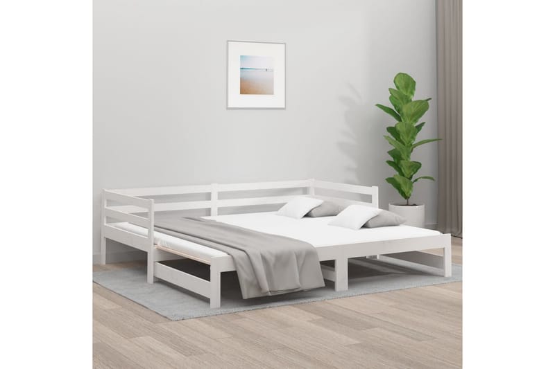 beBasic daybed med udtræk 2x(80x200) cm massivt fyrretræ hvid - Hvid - Møbler - Senge - Sengeramme & sengestel