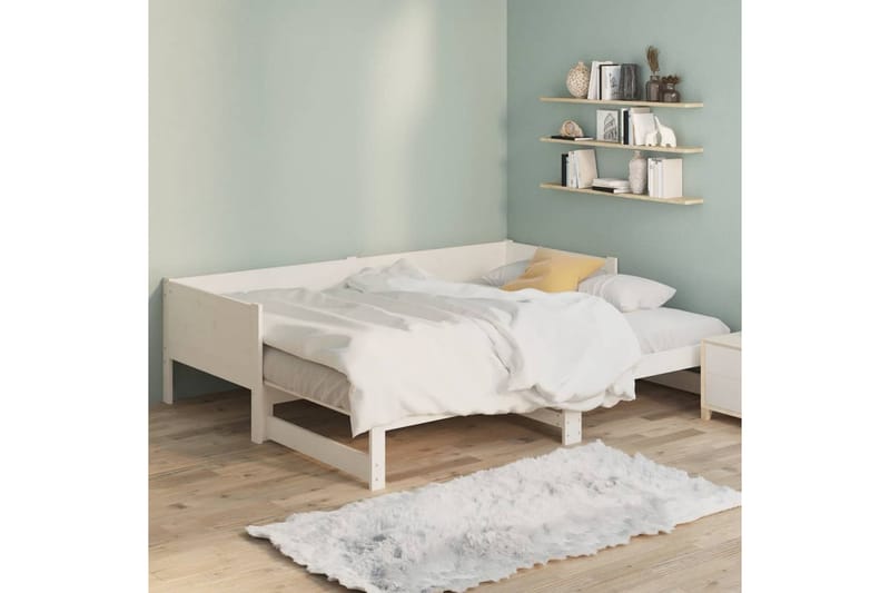 beBasic daybed med udtræk 2x(80x200) cm massivt fyrretræ hvid - Hvid - Møbler - Senge - Sengeramme & sengestel