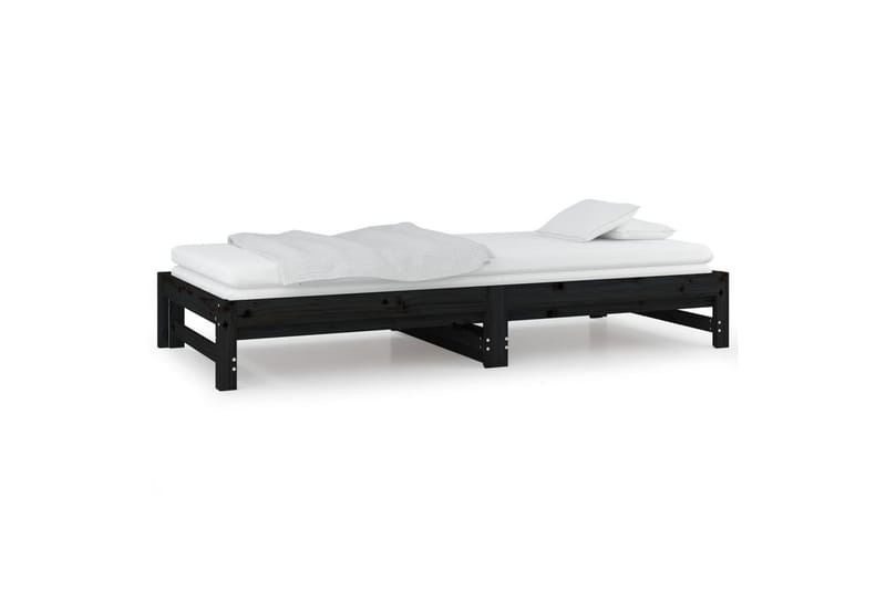 beBasic daybed med udtræk 2x(80x200) cm massivt fyrretræ sort - Sort - Møbler - Senge - Sengeramme & sengestel