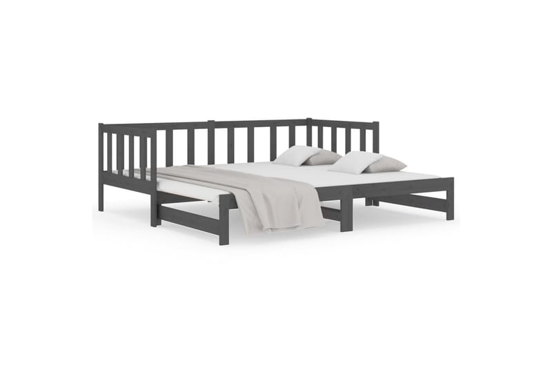 beBasic daybed med udtræk 2x(90x190) cm massivt fyrretræ grå - GrÃ¥ - Møbler - Senge - Sengeramme & sengestel