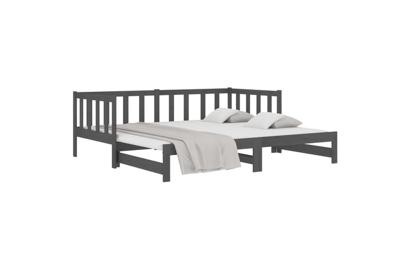 beBasic daybed med udtræk 2x(90x190) cm massivt fyrretræ grå - GrÃ¥ - Møbler - Senge - Sengeramme & sengestel