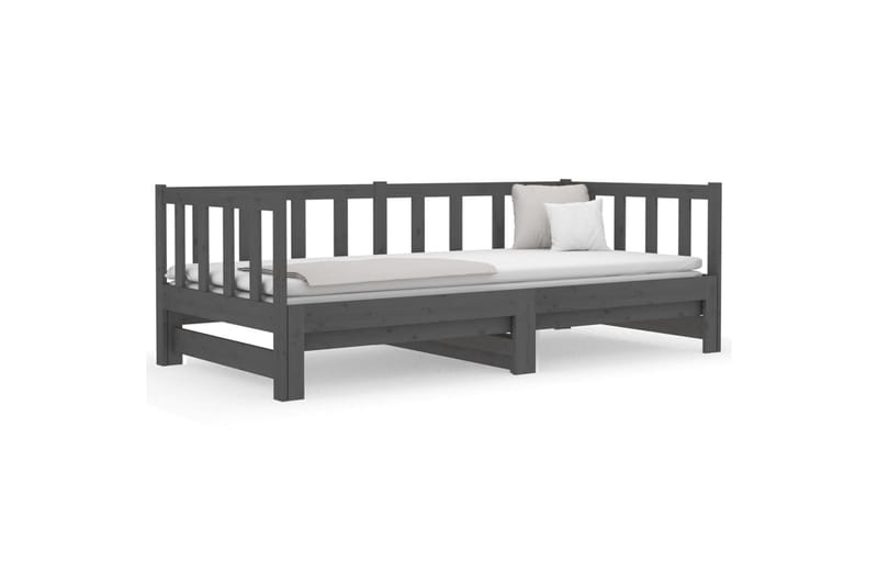 beBasic daybed med udtræk 2x(90x190) cm massivt fyrretræ grå - GrÃ¥ - Møbler - Senge - Sengeramme & sengestel