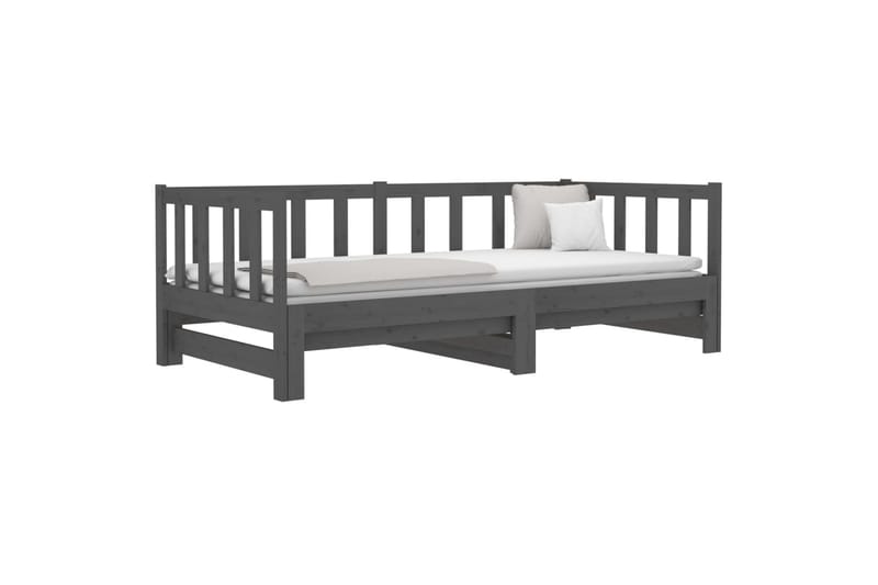 beBasic daybed med udtræk 2x(90x190) cm massivt fyrretræ grå - GrÃ¥ - Møbler - Senge - Sengeramme & sengestel