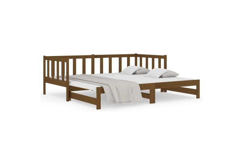 beBasic daybed med udtræk 2x(90x190) cm massivt fyrretræ gyldenbrun - Brun - Møbler - Senge - Sengeramme & sengestel