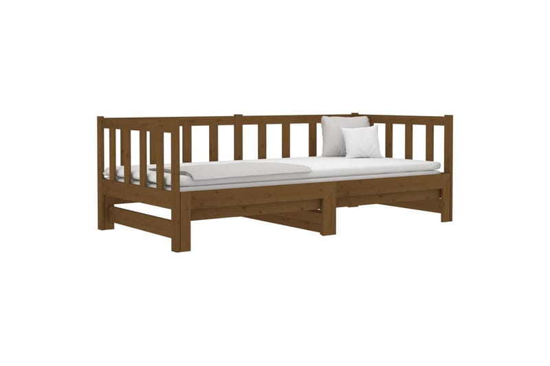 beBasic daybed med udtræk 2x(90x190) cm massivt fyrretræ gyldenbrun - Brun - Møbler - Senge - Sengeramme & sengestel