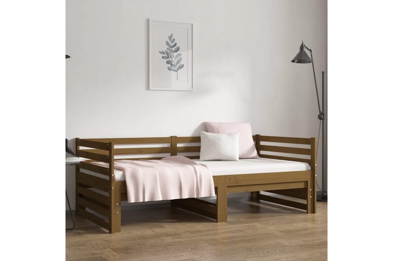 beBasic daybed med udtræk 2x(90x190) cm massivt fyrretræ gyldenbrun - Brun - Møbler - Senge - Sengeramme & sengestel