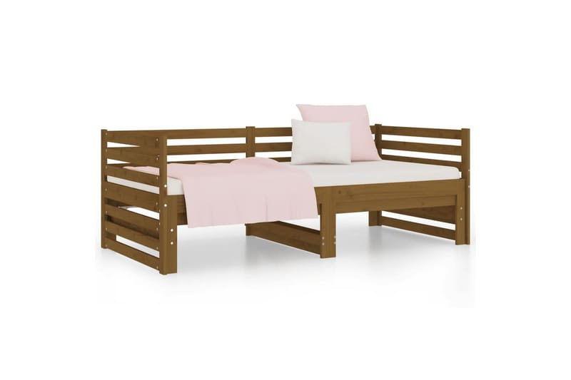 beBasic daybed med udtræk 2x(90x190) cm massivt fyrretræ gyldenbrun - Brun - Møbler - Senge - Sengeramme & sengestel