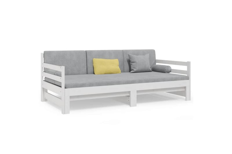 beBasic daybed med udtræk 2x(90x190) cm massivt fyrretræ hvid - Hvid - Sengeramme & sengestel