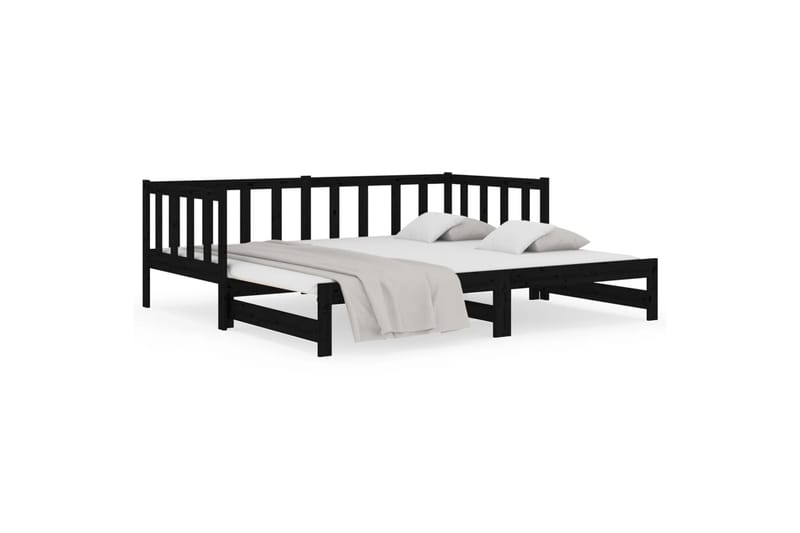 beBasic daybed med udtræk 2x(90x190) cm massivt fyrretræ sort - Sort - Møbler - Senge - Sengeramme & sengestel