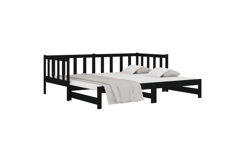 beBasic daybed med udtræk 2x(90x190) cm massivt fyrretræ sort - Sort - Møbler - Senge - Sengeramme & sengestel