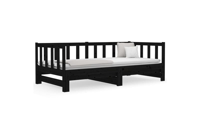 beBasic daybed med udtræk 2x(90x190) cm massivt fyrretræ sort - Sort - Møbler - Senge - Sengeramme & sengestel