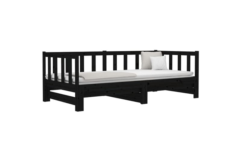 beBasic daybed med udtræk 2x(90x190) cm massivt fyrretræ sort - Sort - Møbler - Senge - Sengeramme & sengestel