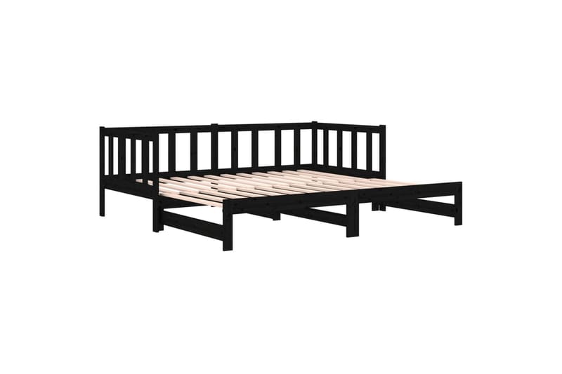 beBasic daybed med udtræk 2x(90x190) cm massivt fyrretræ sort - Sort - Møbler - Senge - Sengeramme & sengestel