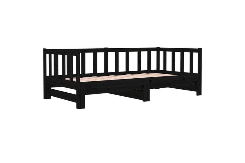 beBasic daybed med udtræk 2x(90x190) cm massivt fyrretræ sort - Sort - Møbler - Senge - Sengeramme & sengestel