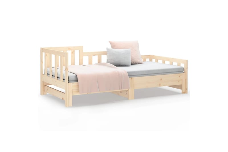 beBasic daybed med udtræk 2x(90x200) cm massivt fyrretræ - Brun - Møbler - Senge - Sengeramme & sengestel