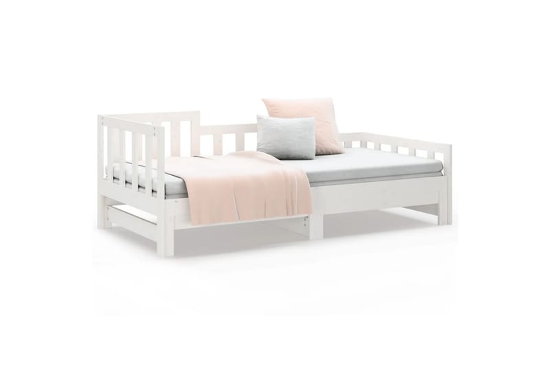 beBasic daybed med udtræk 2x(90x200) cm massivt fyrretræ hvid - Hvid - Møbler - Senge - Sengeramme & sengestel