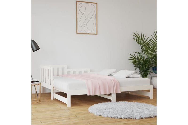 beBasic daybed med udtræk 2x(90x200) cm massivt fyrretræ hvid - Hvid - Møbler - Senge - Sengeramme & sengestel