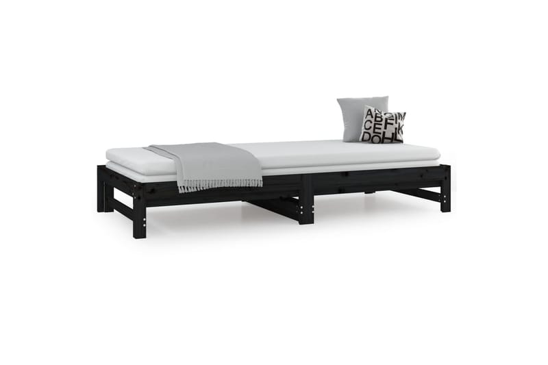 beBasic daybed med udtræk 2x(90x200) cm massivt fyrretræ sort - Sort - Sengeramme & sengestel