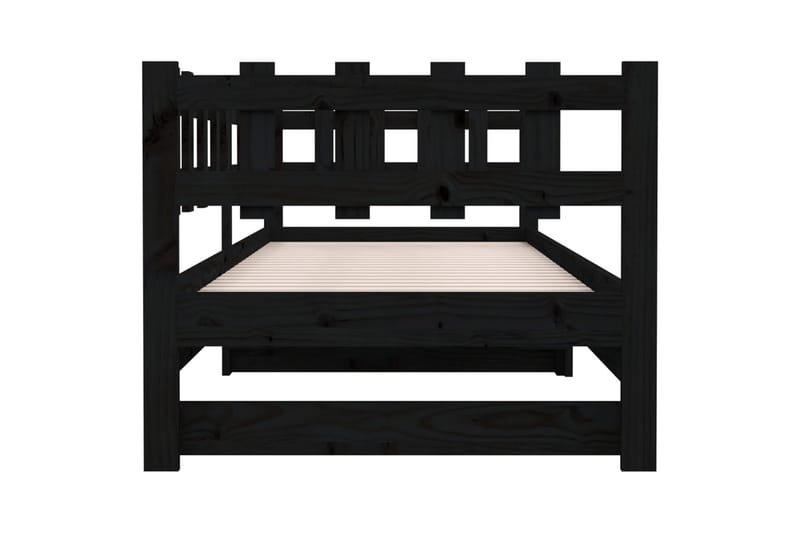 beBasic daybed med udtræk 2x(90x200) cm massivt fyrretr�æ sort - Sort - Sengeramme & sengestel