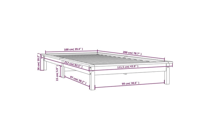 beBasic sengeramme 100x200 cm massivt fyrretræ grå - GrÃ¥ - Møbler - Senge - Sengeramme & sengestel